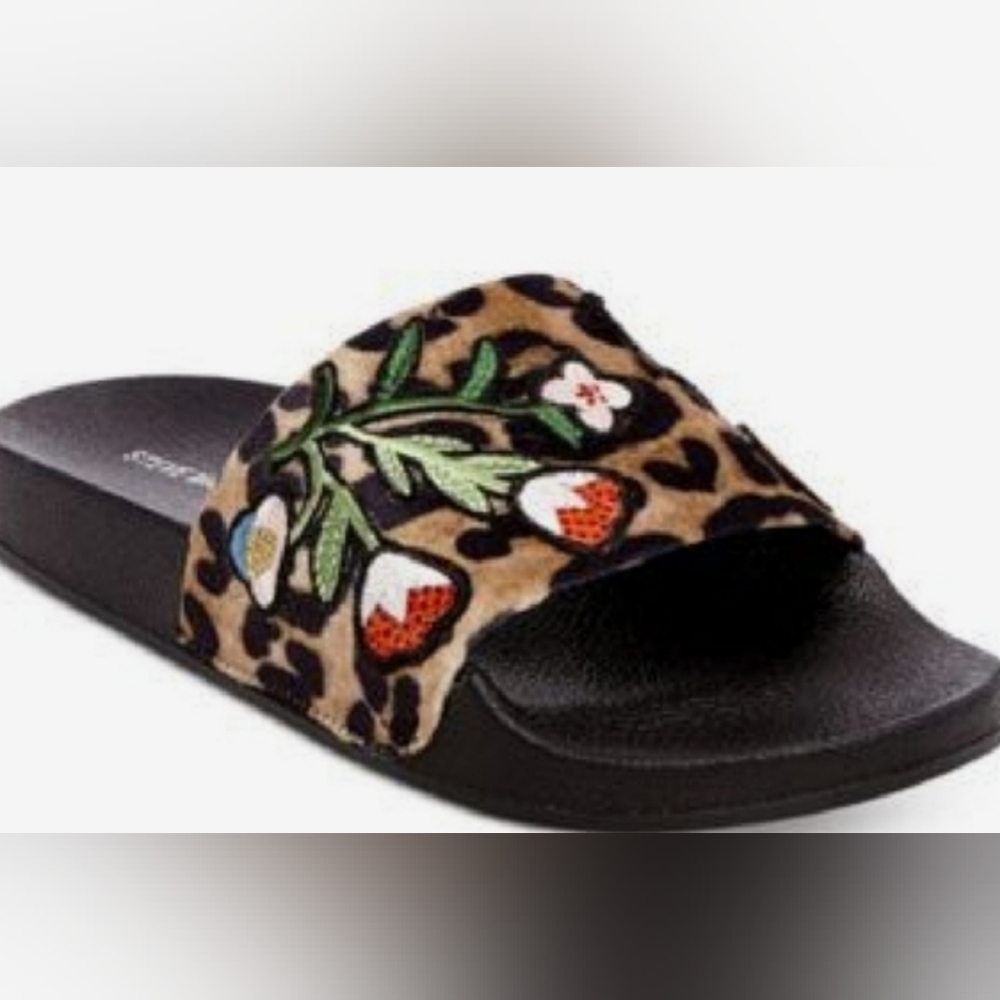Steve Madden Leopard Print Patch Slides